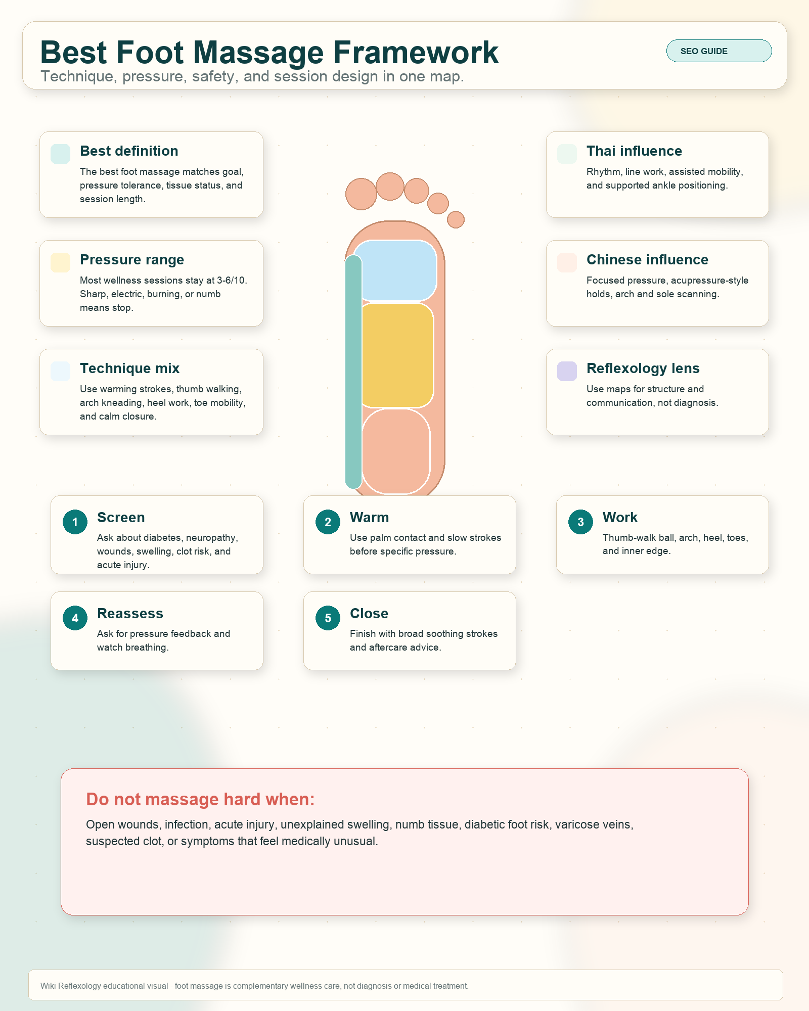 Premium educational reflexology infographic for Best Foot Massage: Benefits, Techniques, Safety, and What to Expect.