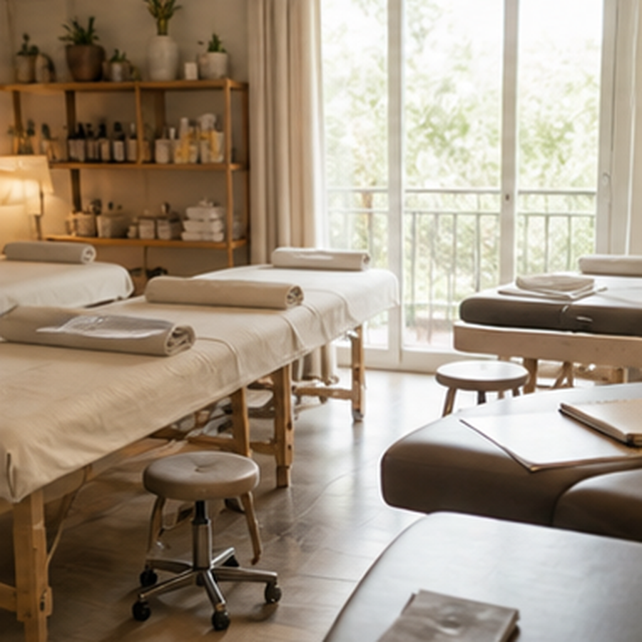 Foot reflexology training in a specialized Madrid studio.