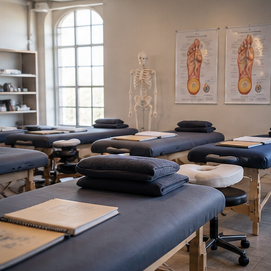 Foot reflexology training in a professional London classroom.