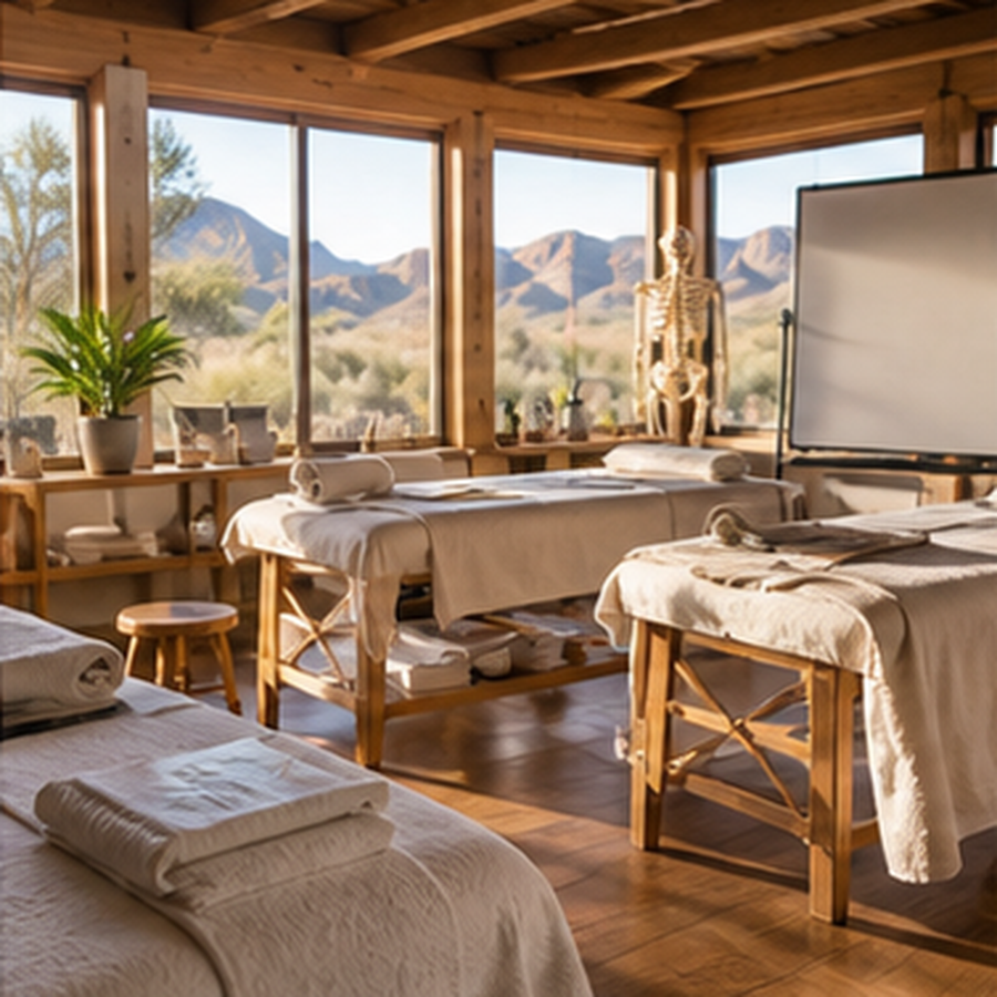 Foot reflexology training inside a holistic wellness institute in Arizona.