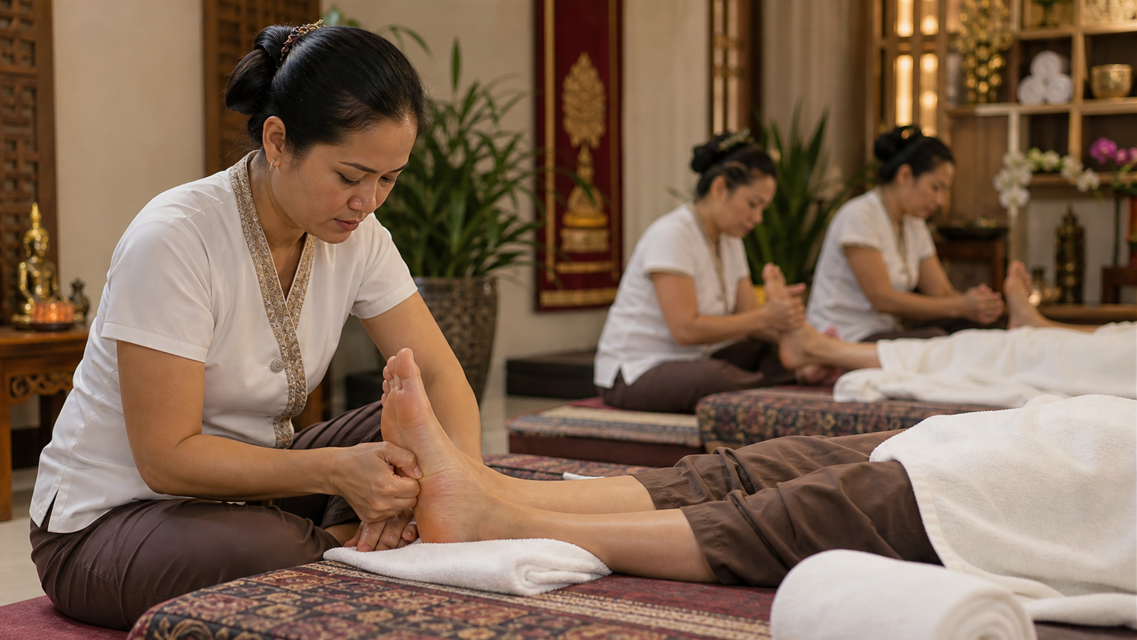Ultra-realistic premium reflexology clinical photo for Thai Foot Massage Technique: Step-by-Step Training Guide.