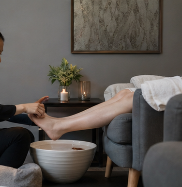 Representative luxury Paris Thai foot reflexology salon with warm spa lighting.